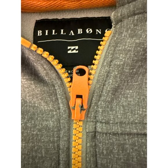 Billabong Mens Gray Hooded Full-Zip Jacket With Orange Accents Lightweight Polye - Picture 7 of 10